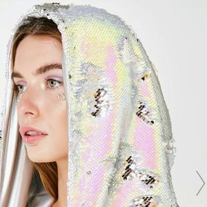 Flip sequins rave hood